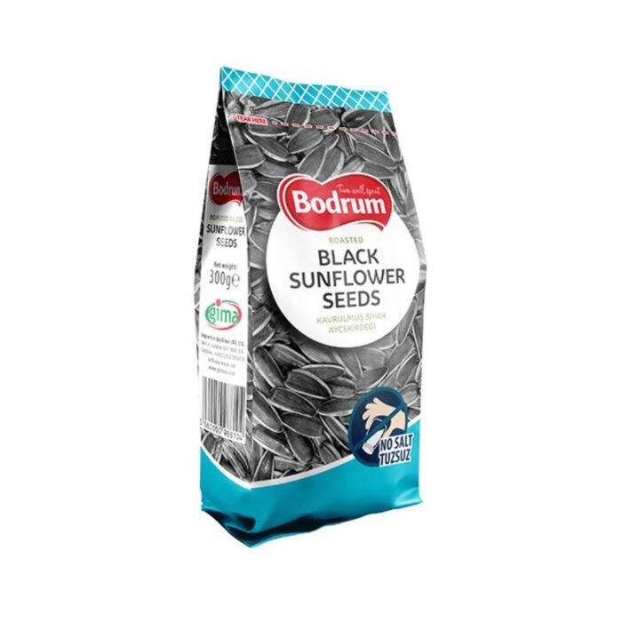 Bodrum Roasted Unsalted Black Sunflower Seeds 12x300g - Image 1