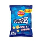 WALKERS Squares Salt & Vinegar PM £1.25 15x72g
