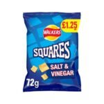 WALKERS Squares Salt & Vinegar 18x72g £1.25